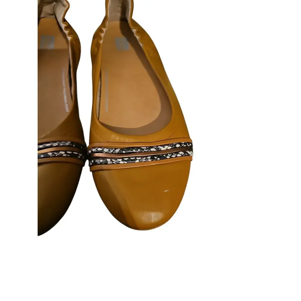 FITFLOP Ladies leather brown ALLEGRO Flat Slip-On DYNAMICUSH Ballet Flats sz 10
